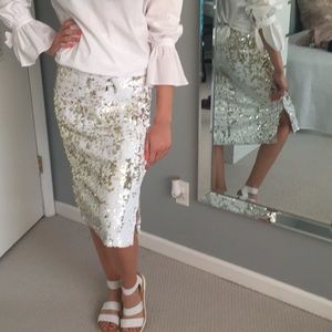 Gold and White Sequin Skirt